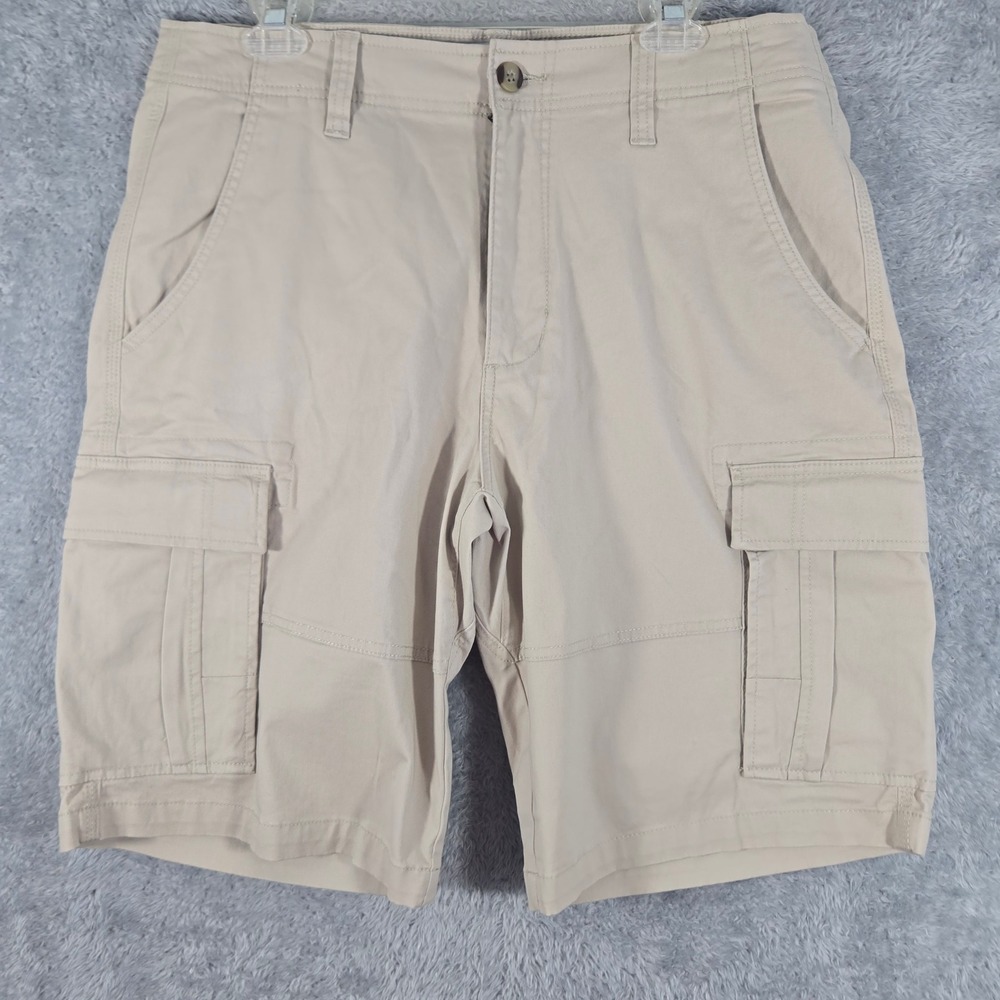 Saddlebred Mens Cargo Shorts Tan Khaki‎ Cotton Twill Size 34 Multi-Pocket Casual